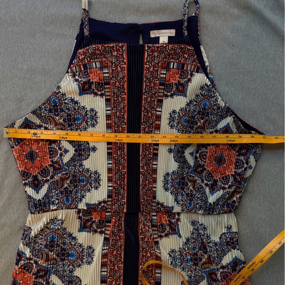 Christopher & Banks CB Established 1962 Pleated Maxi Dress Sz 16 Navy Orange - Picture 6 of 9